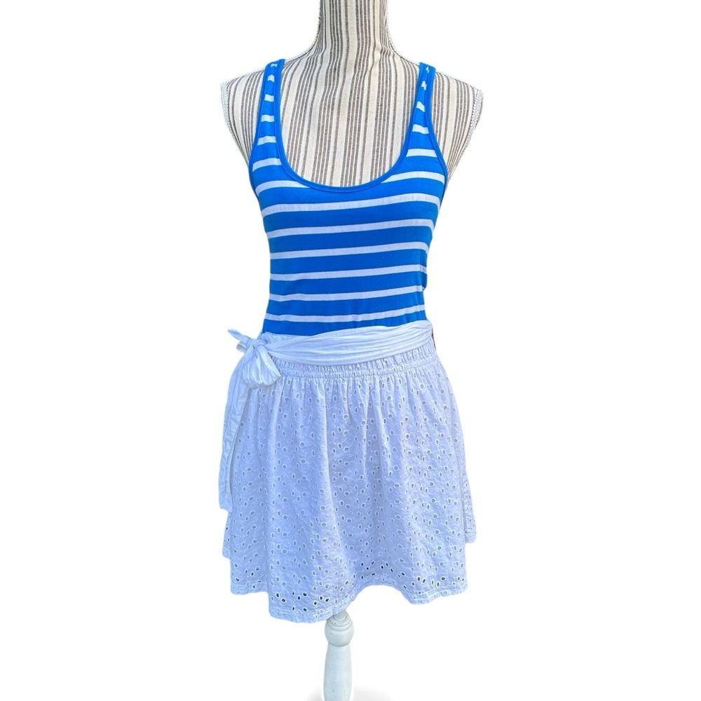 Abercrombie & Fitch vintage blue white striped summer sun dress large